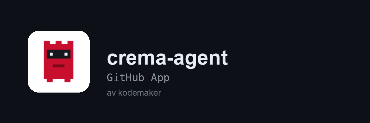 Skjermbilde av crema-agent registrert som GitHub-app.